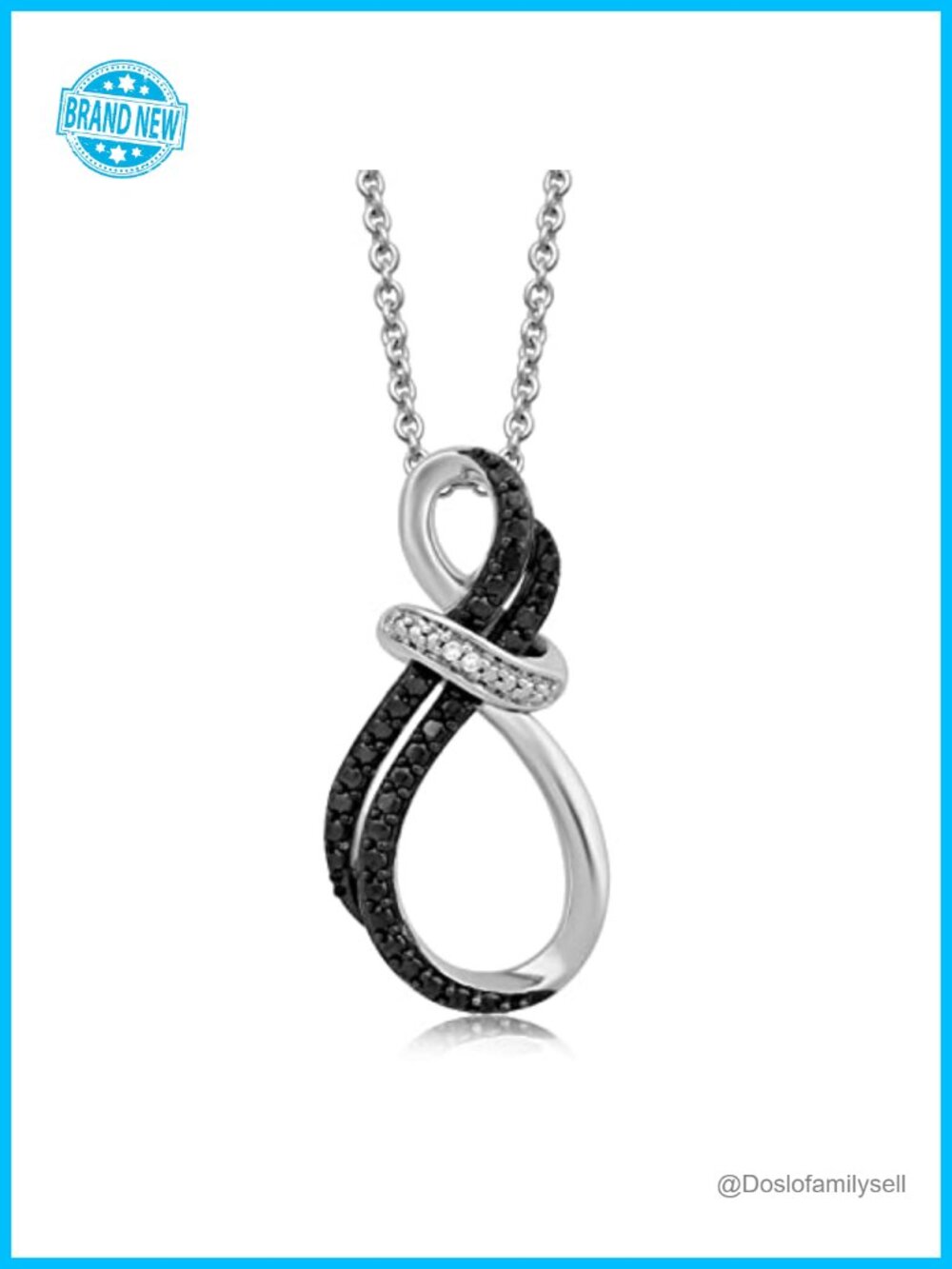925 Sterling Silver Diamond Infinity Pendant Necklace